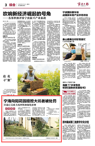 3月14日 宁海向阳花园擅挖大坑者被处罚