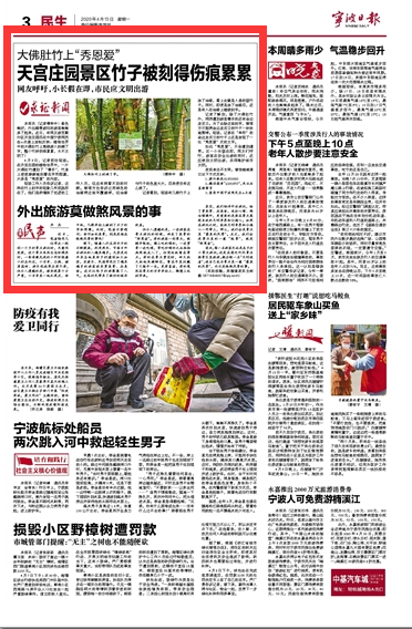 4月13日 天宫庄园景区竹子被刻得伤痕累累