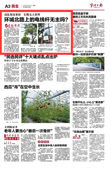 6月22日 环城北路上的电线杆无主吗