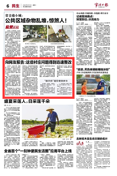 8月3日 向网友报告：这些村庄问题得到迅速整改